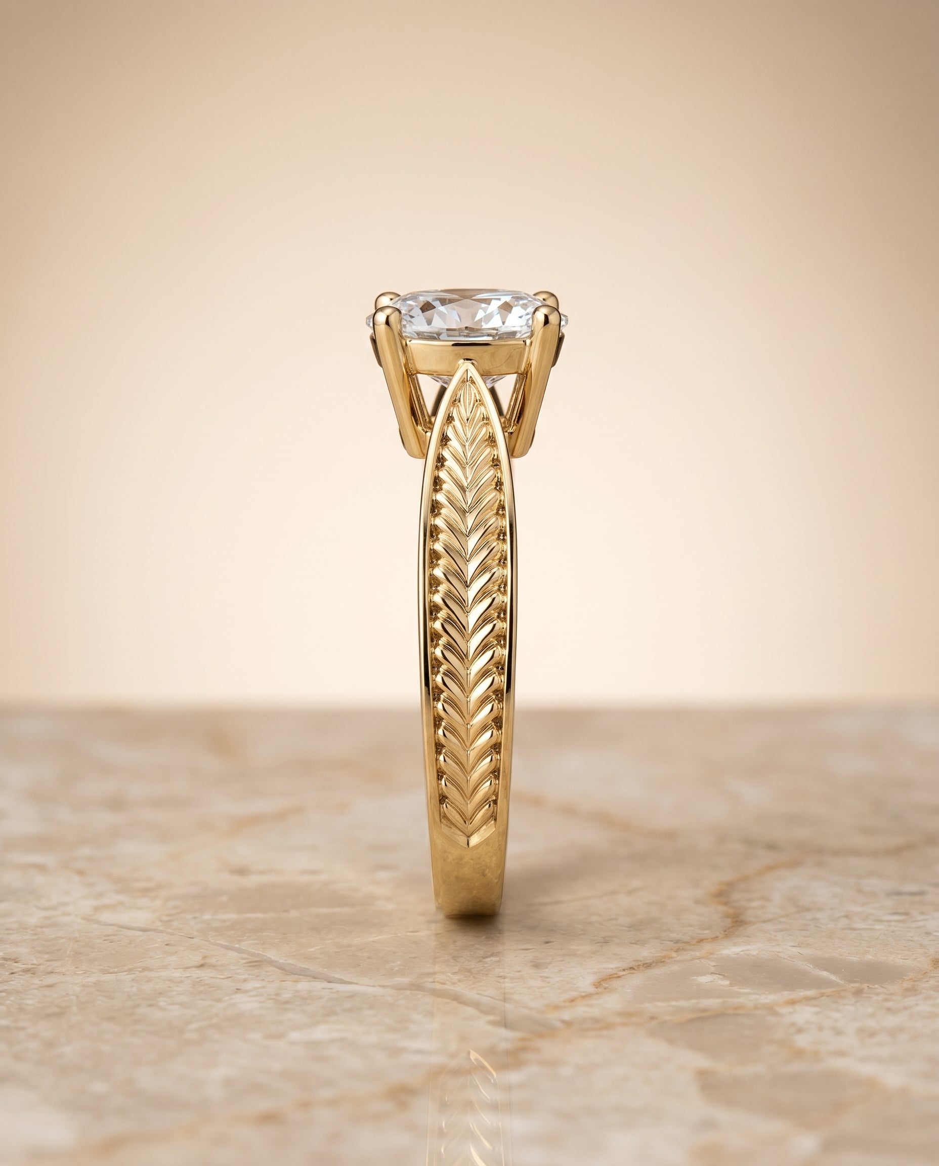 The Roberta setting for oval diamonds, made to order in 18K Yellow Gold | RockHer