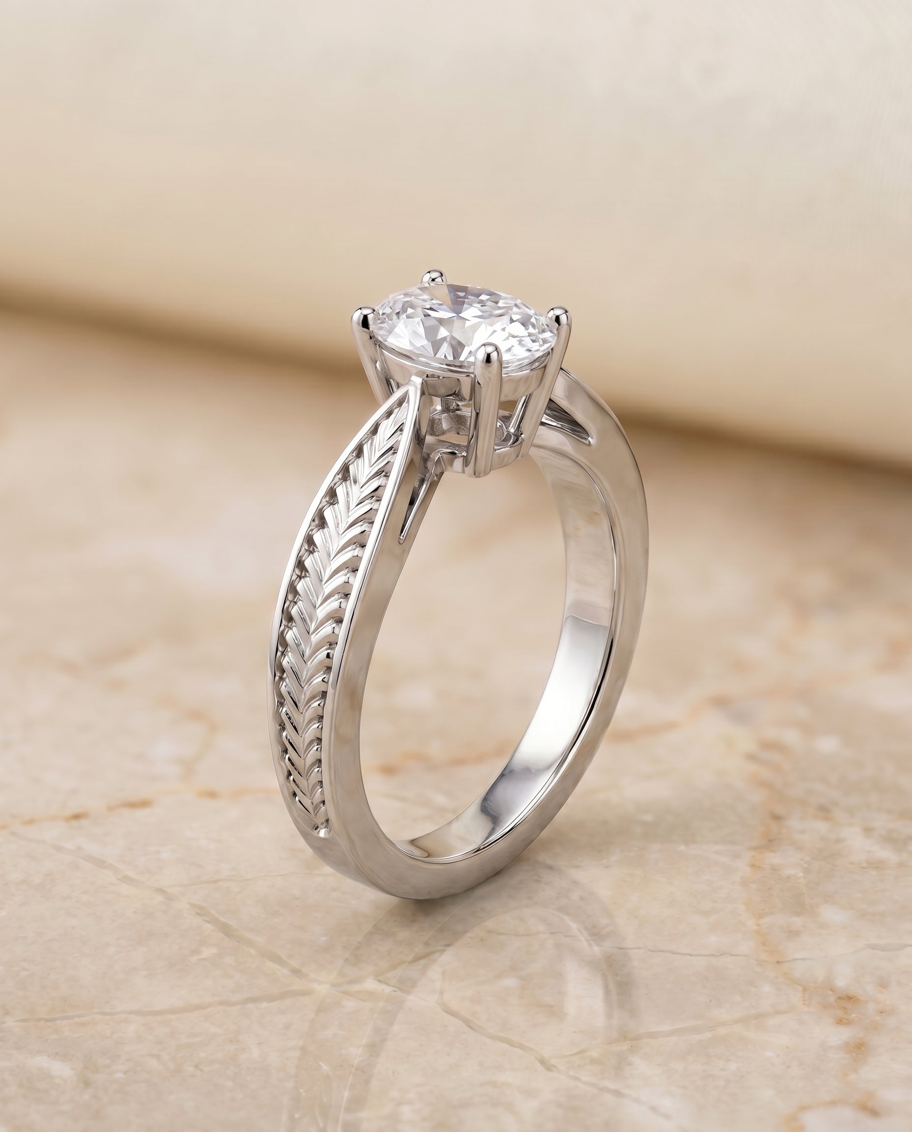 The Roberta setting for oval diamonds, made to order in Platinum | RockHer