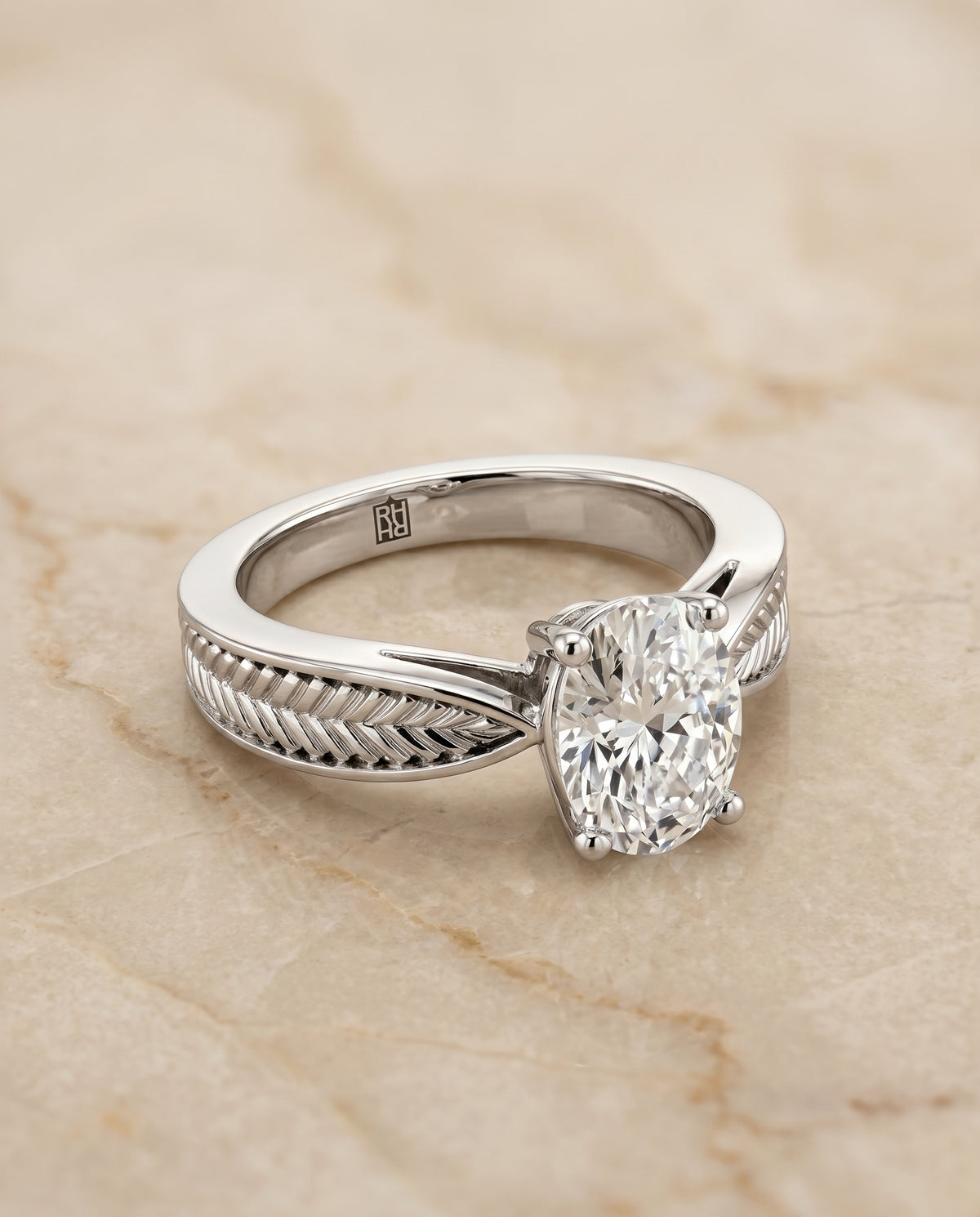 The Roberta oval engagement ring setting in Platinum | RockHer