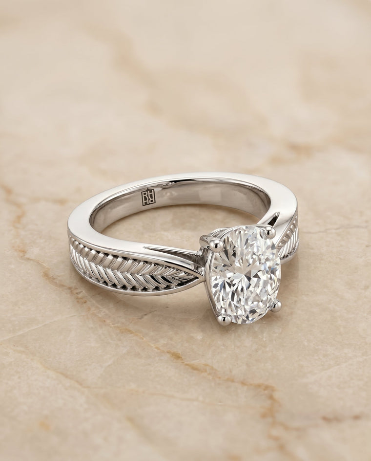 The Roberta Select Solitaire Oval Lab Diamond Engagement Ring in Platinum