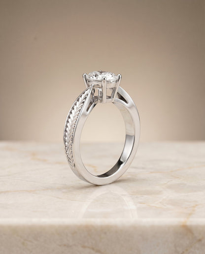 Roberta Select Solitaire Oval Lab Diamond Engagement Ring in Platinum, side view | RockHer