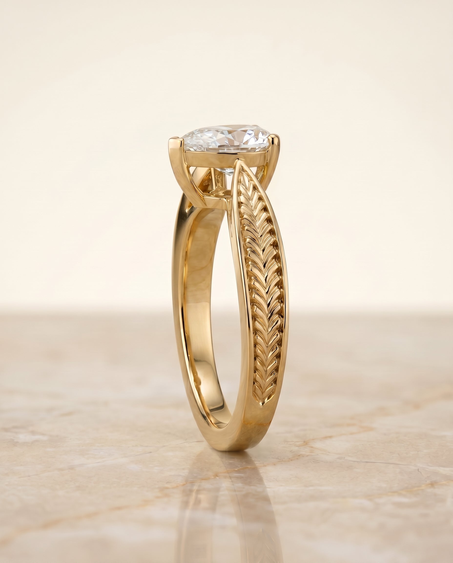 The Roberta setting for pear diamonds, made to order in 18K Yellow Gold | RockHer
