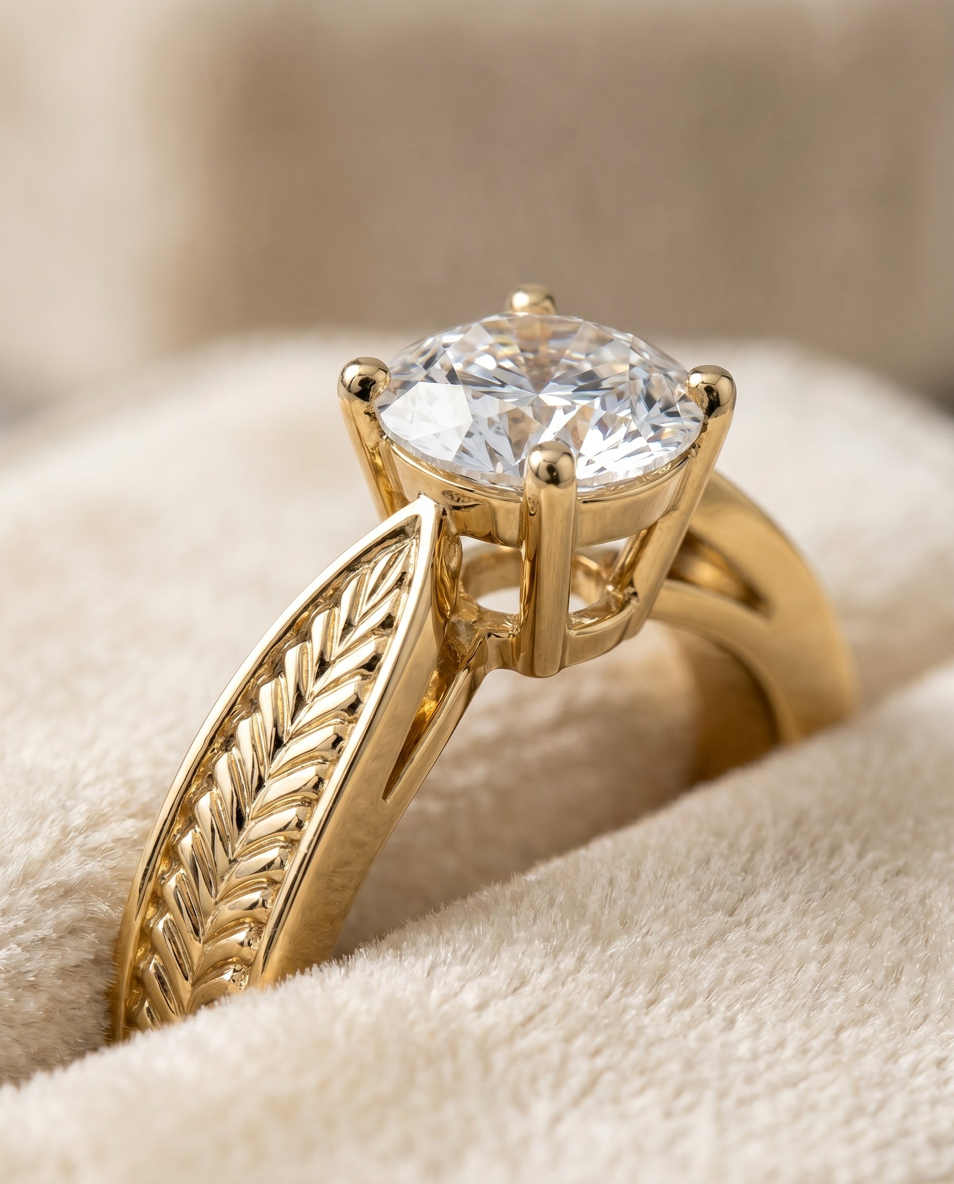 18K Yellow Gold band of The Roberta round engagement ring setting | RockHer