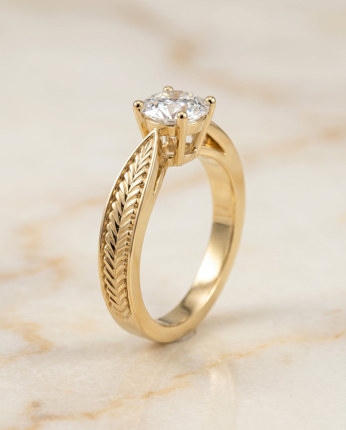 Roberta Select Solitaire Round Lab Diamond Engagement Ring in 18K Yellow Gold, front view | RockHer