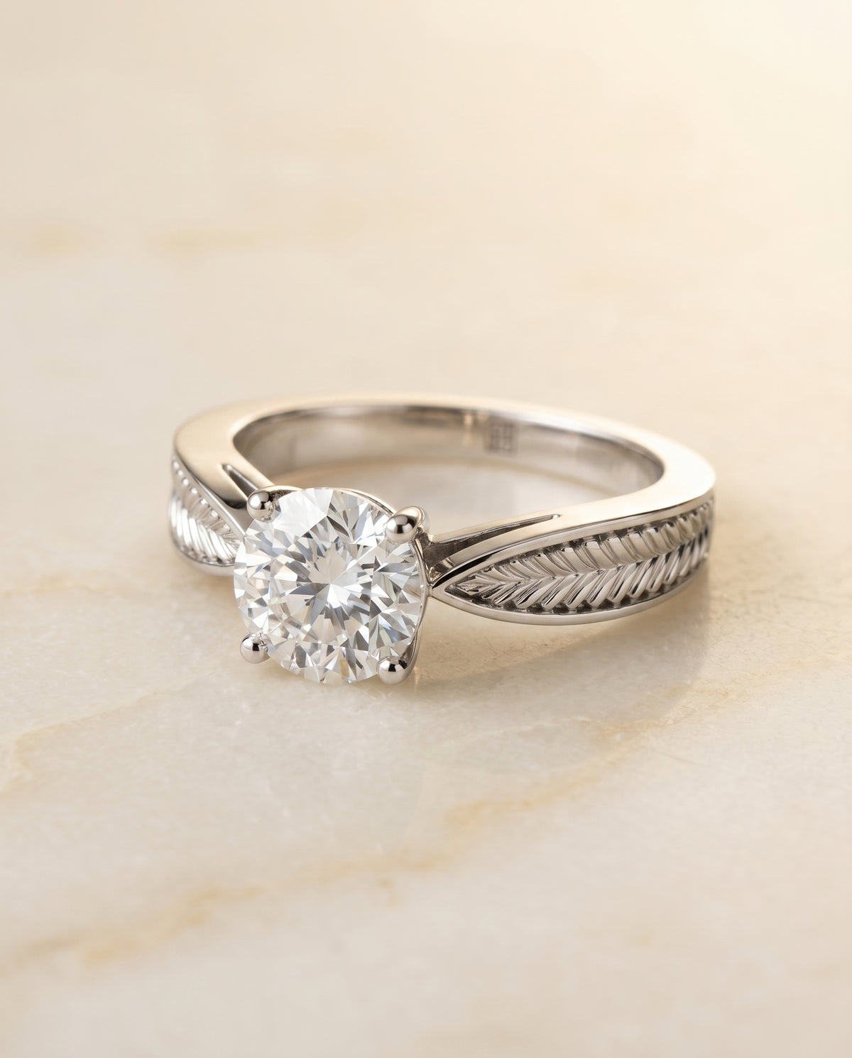 The Roberta round engagement ring setting in Platinum | RockHer