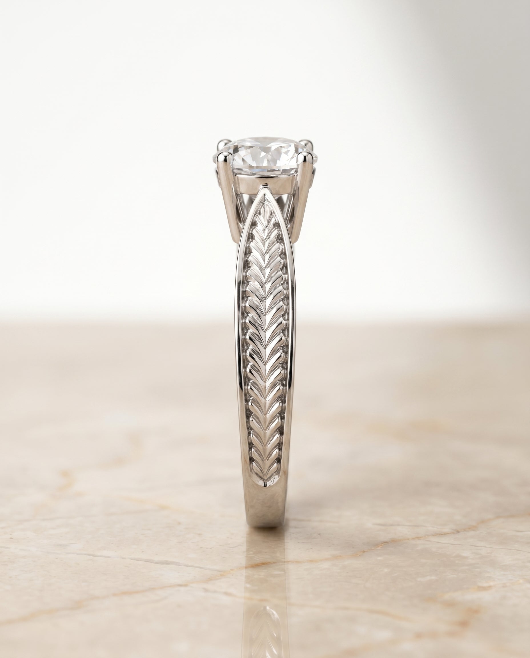 The Roberta setting for round diamonds, made to order in Platinum | RockHer