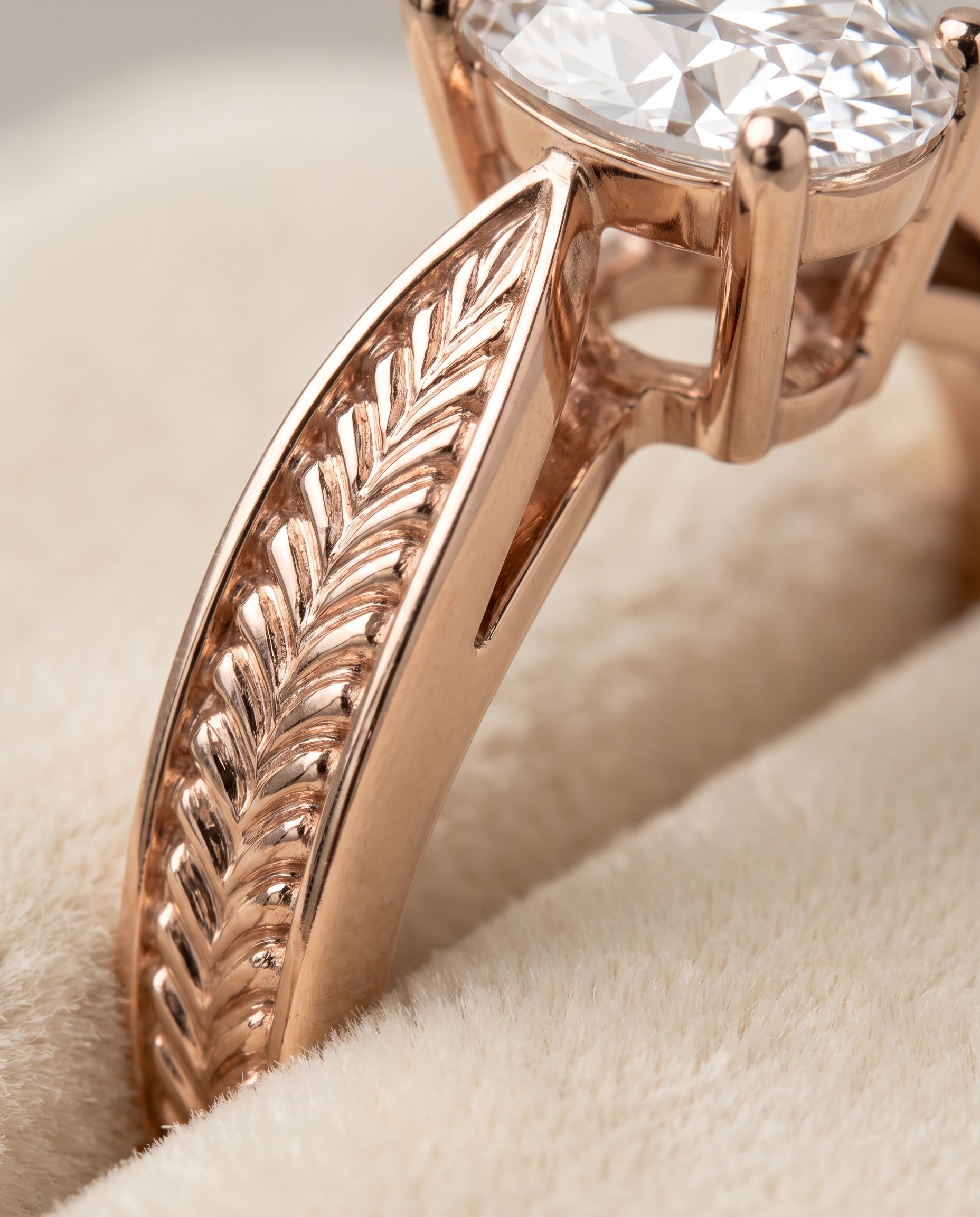 14K Rose Gold band of The Roberta oval engagement ring setting | RockHer
