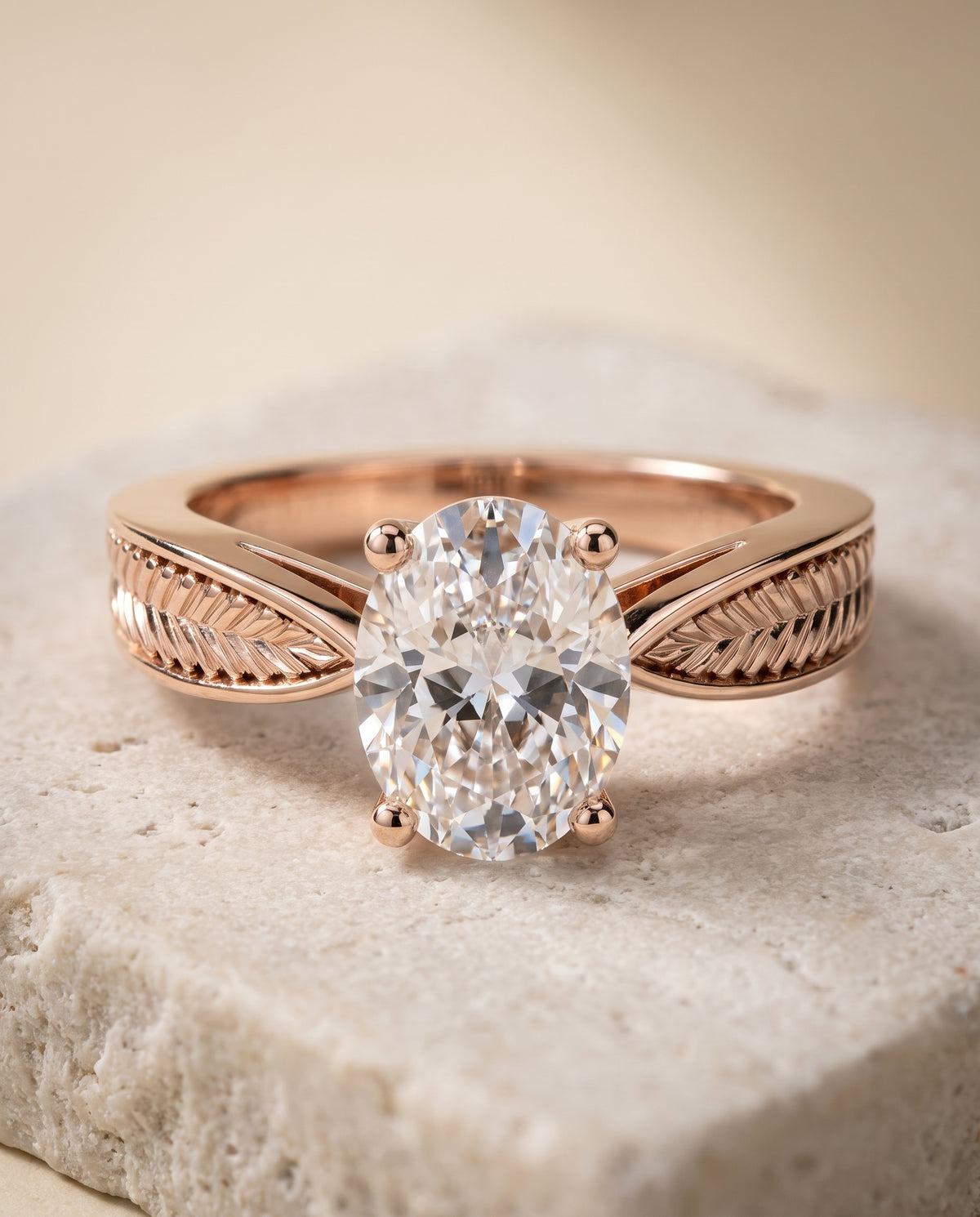 The Roberta oval engagement ring setting in 14K Rose Gold | RockHer