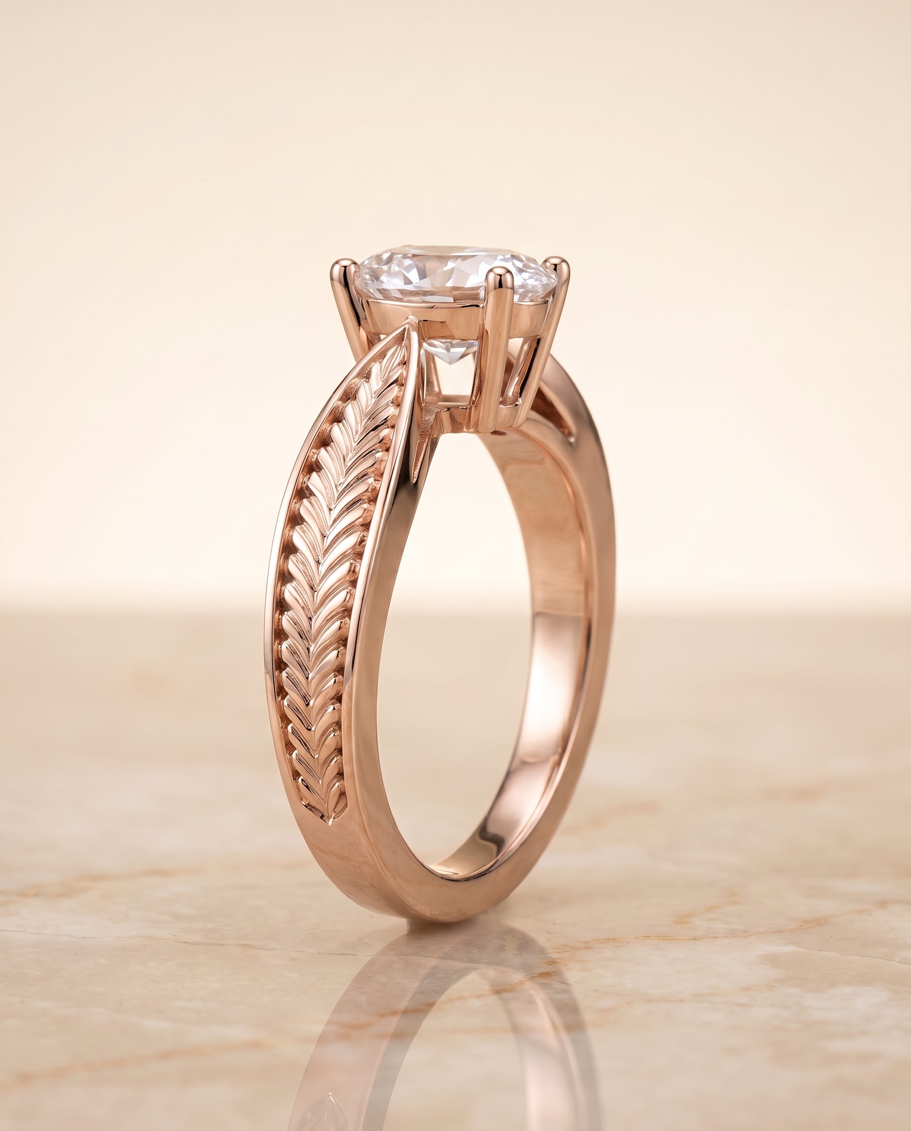 The Roberta setting for oval diamonds, made to order in 14K Rose Gold | RockHer