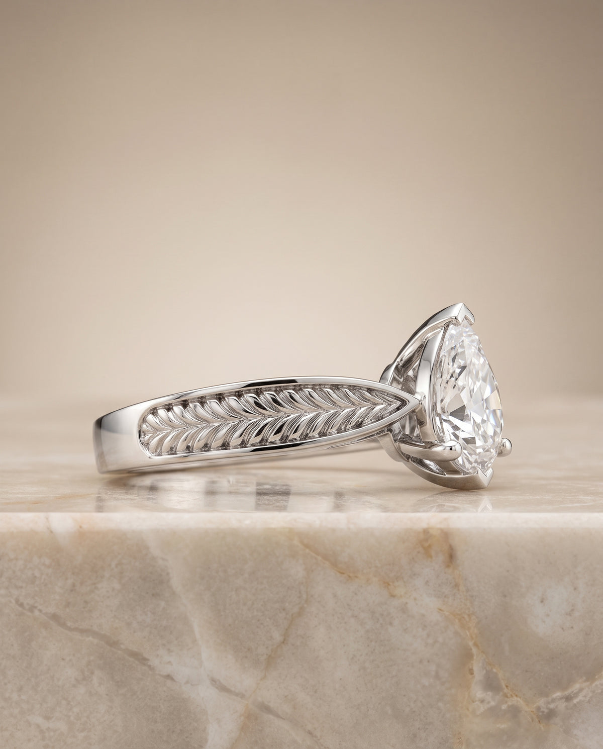 The Roberta pear engagement ring setting in Platinum | RockHer