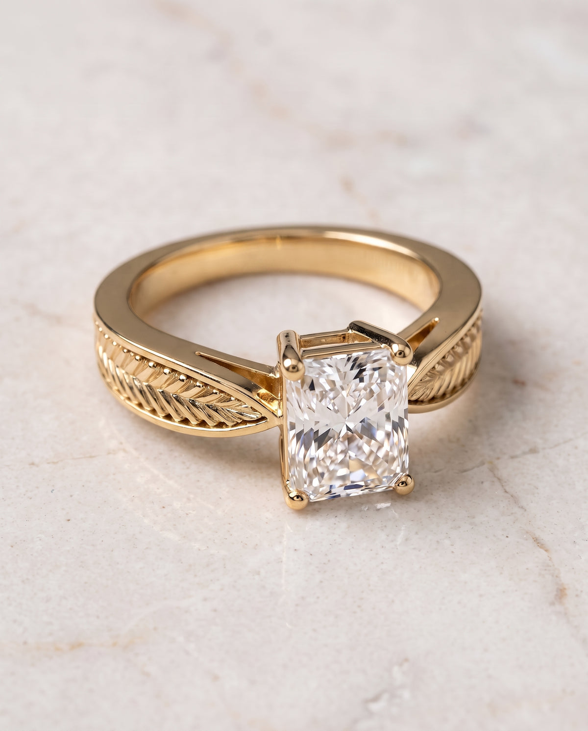 The Roberta radiant engagement ring setting in 18K Yellow Gold | RockHer