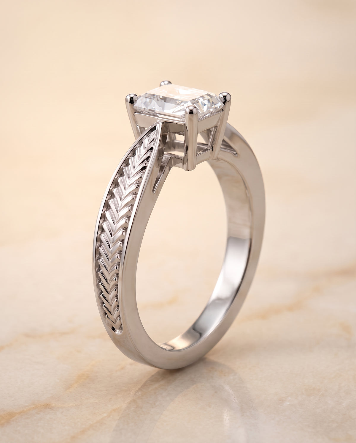 The Roberta radiant engagement ring setting in Platinum | RockHer