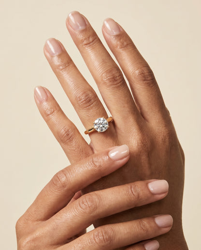 The Rosalie Scroll Gallery Solitaire Round Engagement Ring Setting in 18K Yellow Gold