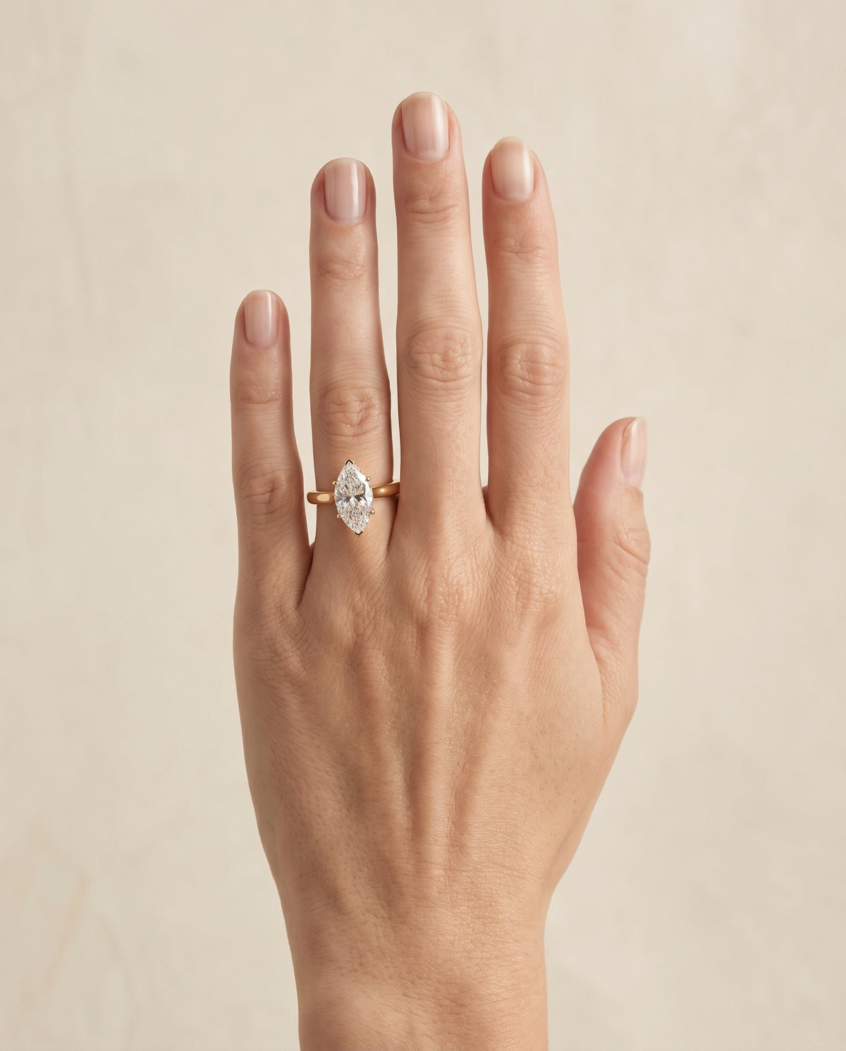 The Rosanna Cathedral Surprise Stone Solitaire Marquise Engagement Ring Setting in 18K Yellow Gold