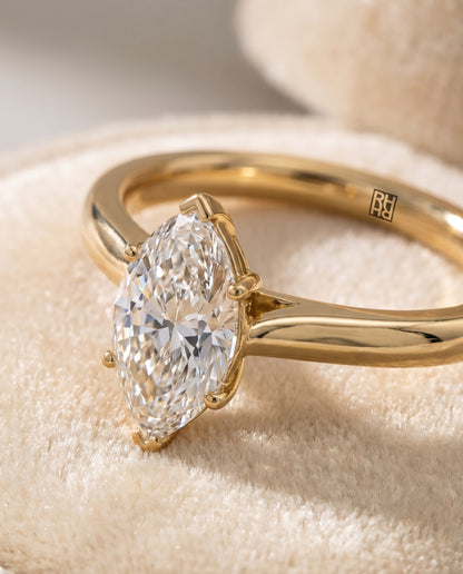 The Rosanna Cathedral Surprise Stone Solitaire Marquise Engagement Ring Setting in 18K Yellow Gold