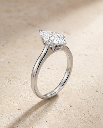 The Rosanna Cathedral Surprise Stone Solitaire Marquise Engagement Ring Setting in Platinum