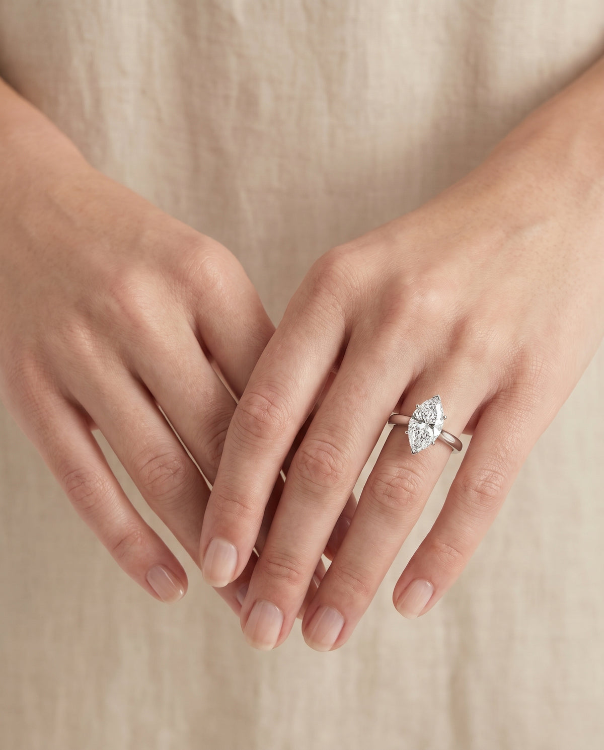 The Rosanna Cathedral Surprise Stone Solitaire Marquise Engagement Ring Setting in Platinum