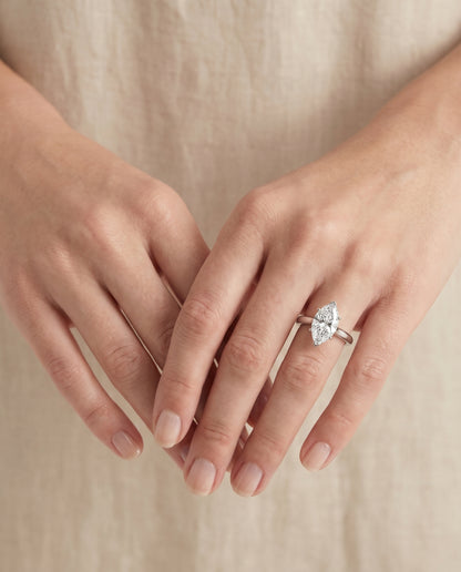 The Rosanna Cathedral Surprise Stone Solitaire Marquise Engagement Ring Setting in Platinum