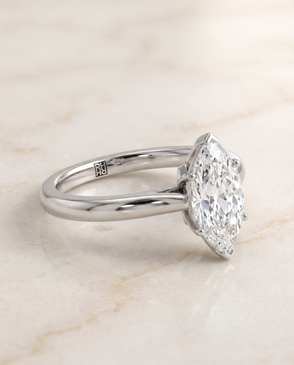 The Rosanna Cathedral Surprise Stone Solitaire Marquise Engagement Ring Setting in Platinum