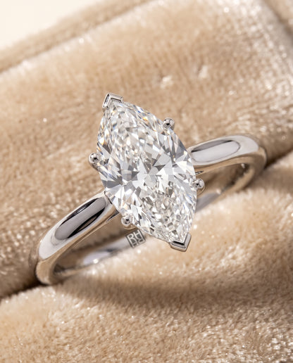 The Rosanna Cathedral Surprise Stone Solitaire Marquise Engagement Ring Setting in Platinum
