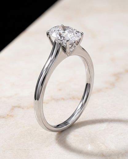 The Rosanna Cathedral Surprise Stone Solitaire Oval Engagement Ring Setting in Platinum