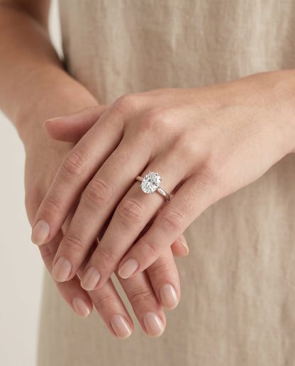 The Rosanna Cathedral Surprise Stone Solitaire Oval Engagement Ring Setting in Platinum