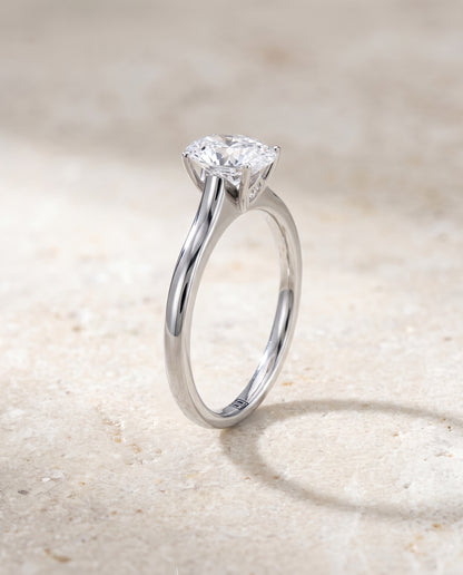 The Rosanna Cathedral Surprise Stone Solitaire Oval Engagement Ring Setting in Platinum
