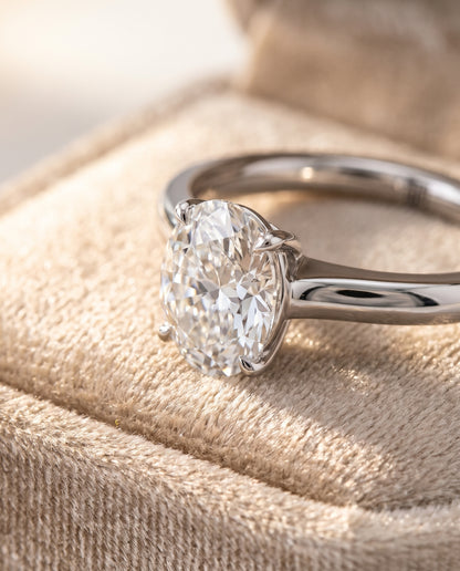 The Rosanna Cathedral Surprise Stone Solitaire Oval Engagement Ring Setting in Platinum