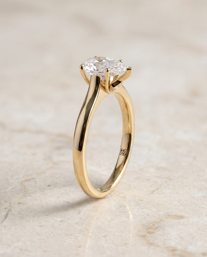 The Rosanna Cathedral Surprise Stone Solitaire Pear Engagement Ring Setting in 18K Yellow Gold