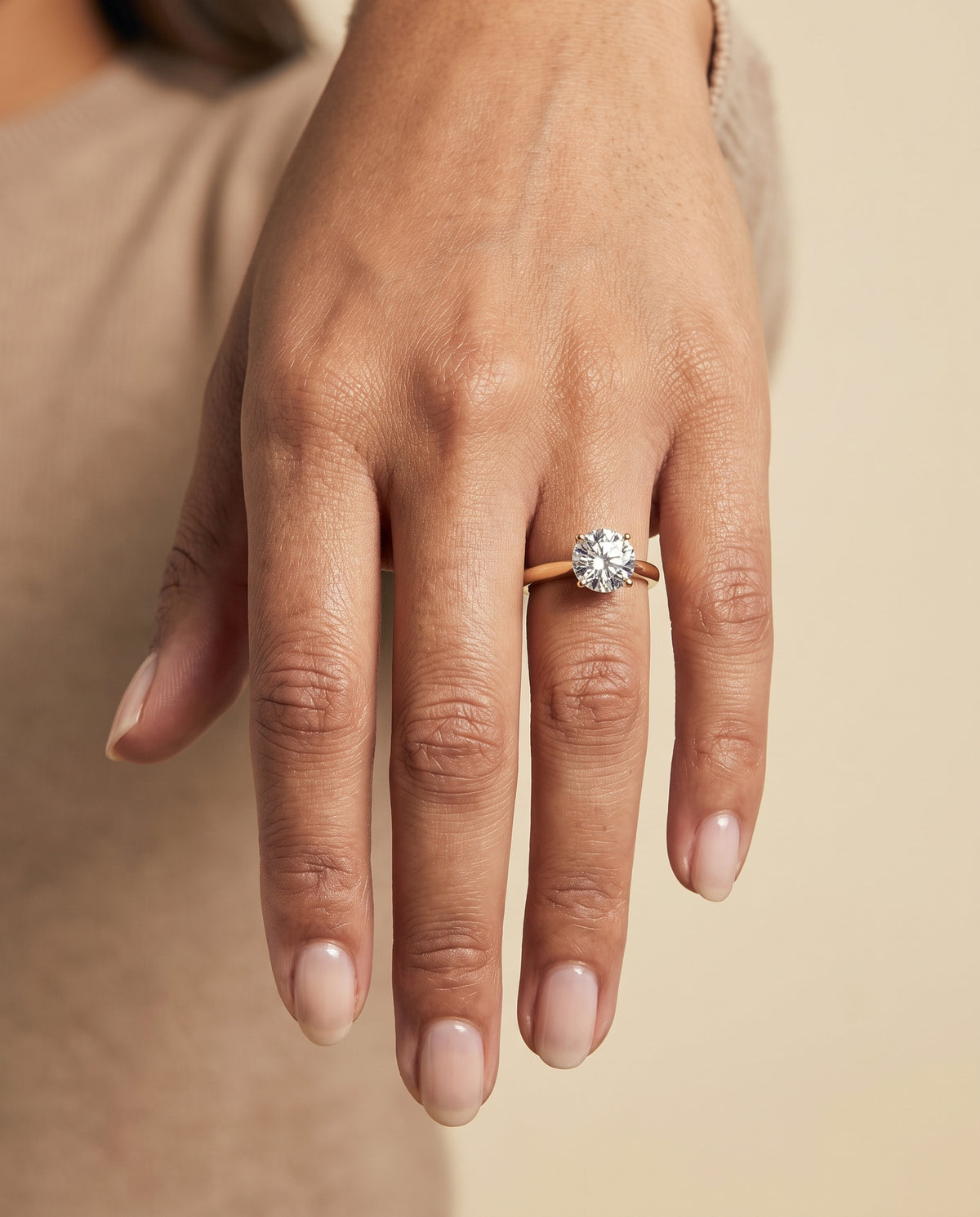 The Rosanna Cathedral Surprise Stone Solitaire Round Engagement Ring Setting in 18K Yellow Gold