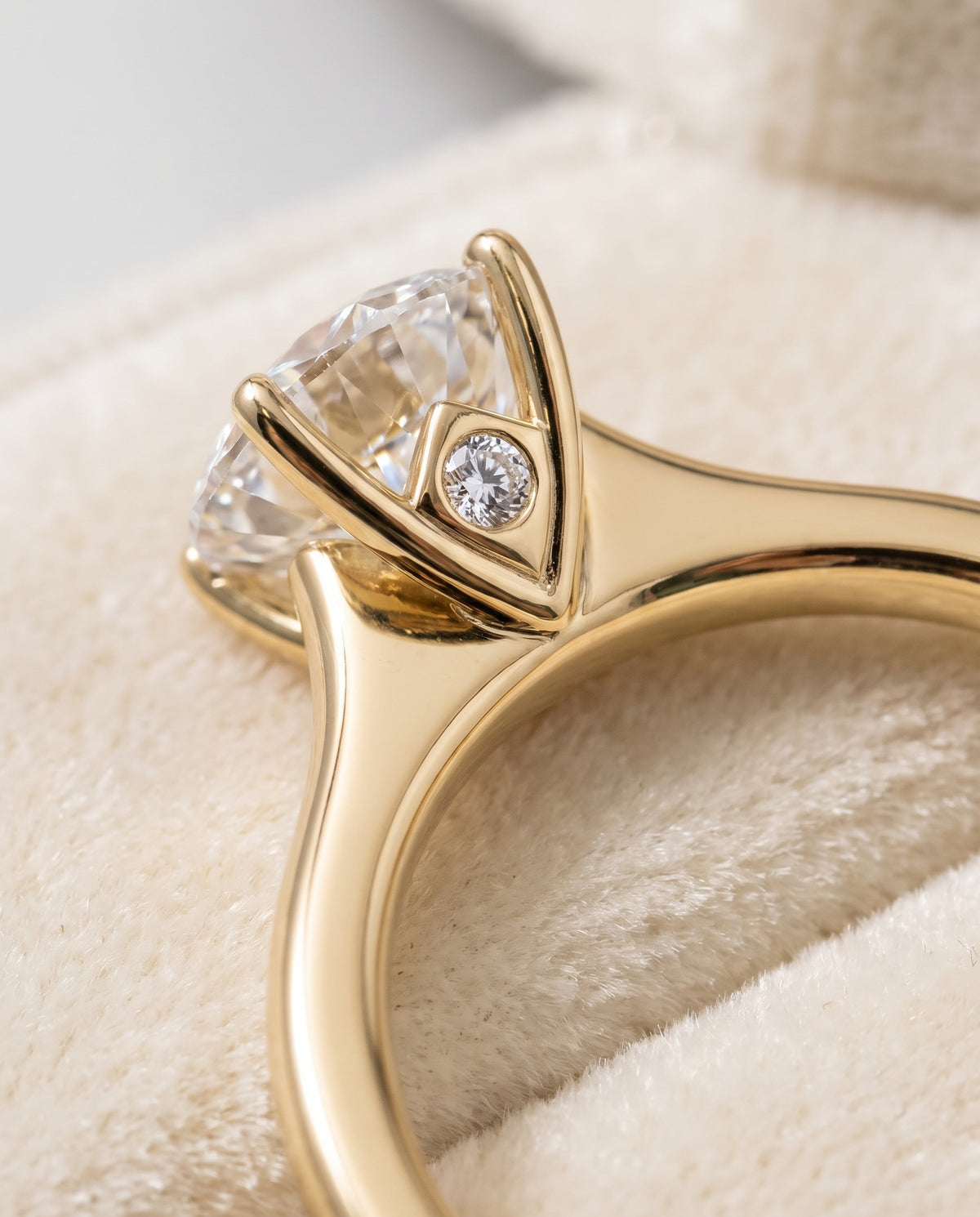 The Rosanna Cathedral Surprise Stone Solitaire Round Engagement Ring Setting in 18K Yellow Gold