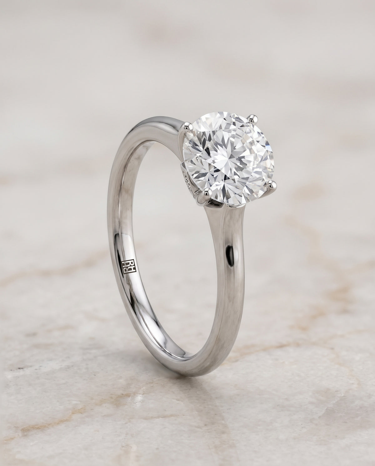 The Rosanna Cathedral Surprise Stone Solitaire Round Engagement Ring Setting in Platinum