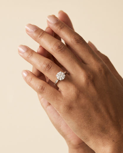 The Rosanna Cathedral Surprise Stone Solitaire Round Engagement Ring Setting in Platinum