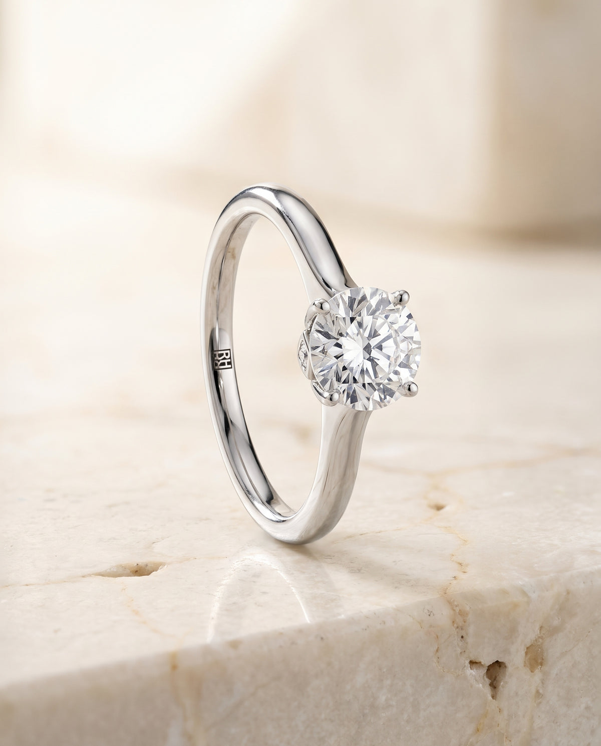 The Rosanna Cathedral Surprise Stone Solitaire Round Engagement Ring Setting in Platinum