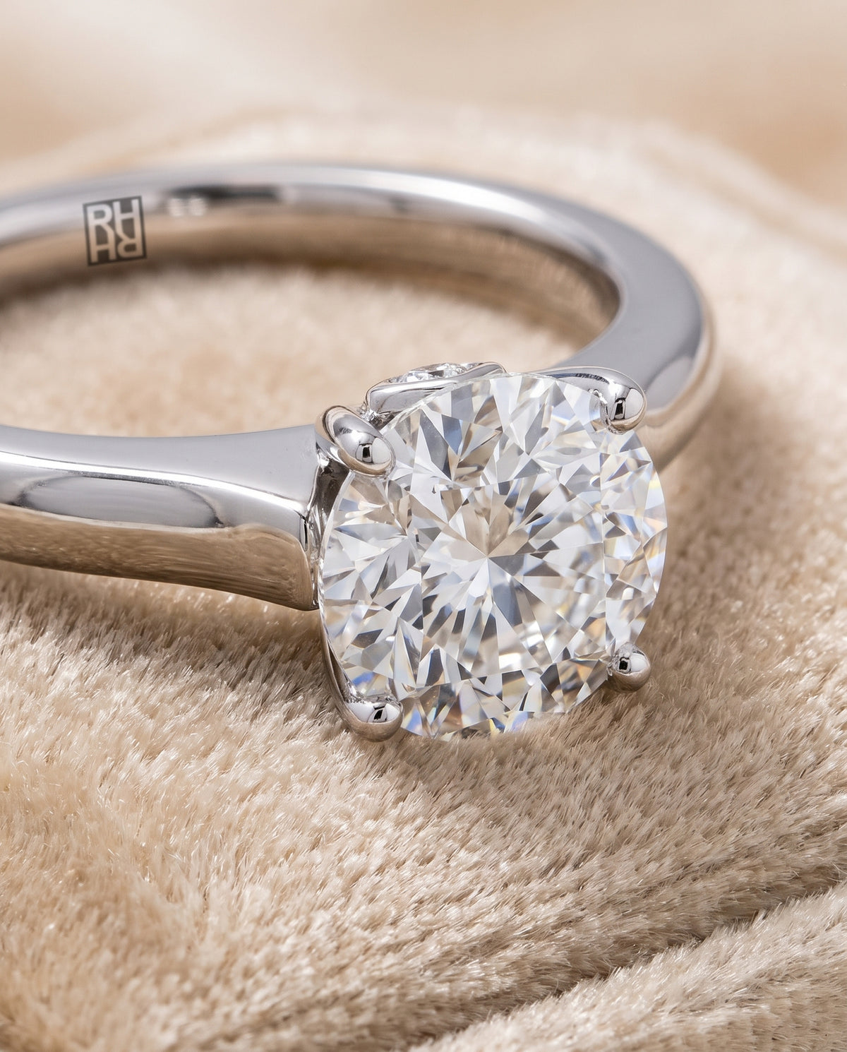 The Rosanna Cathedral Surprise Stone Solitaire Round Engagement Ring Setting in Platinum