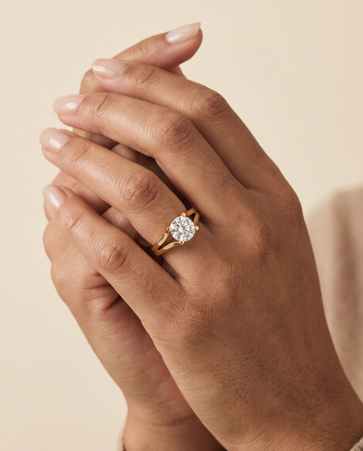 The Rosemary Modern Wide Split Shank Solitaire Round Engagement Ring Setting in 18K Yellow Gold