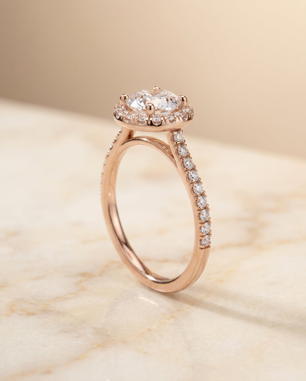 The Sade round engagement ring setting in 14K Rose Gold | RockHer
