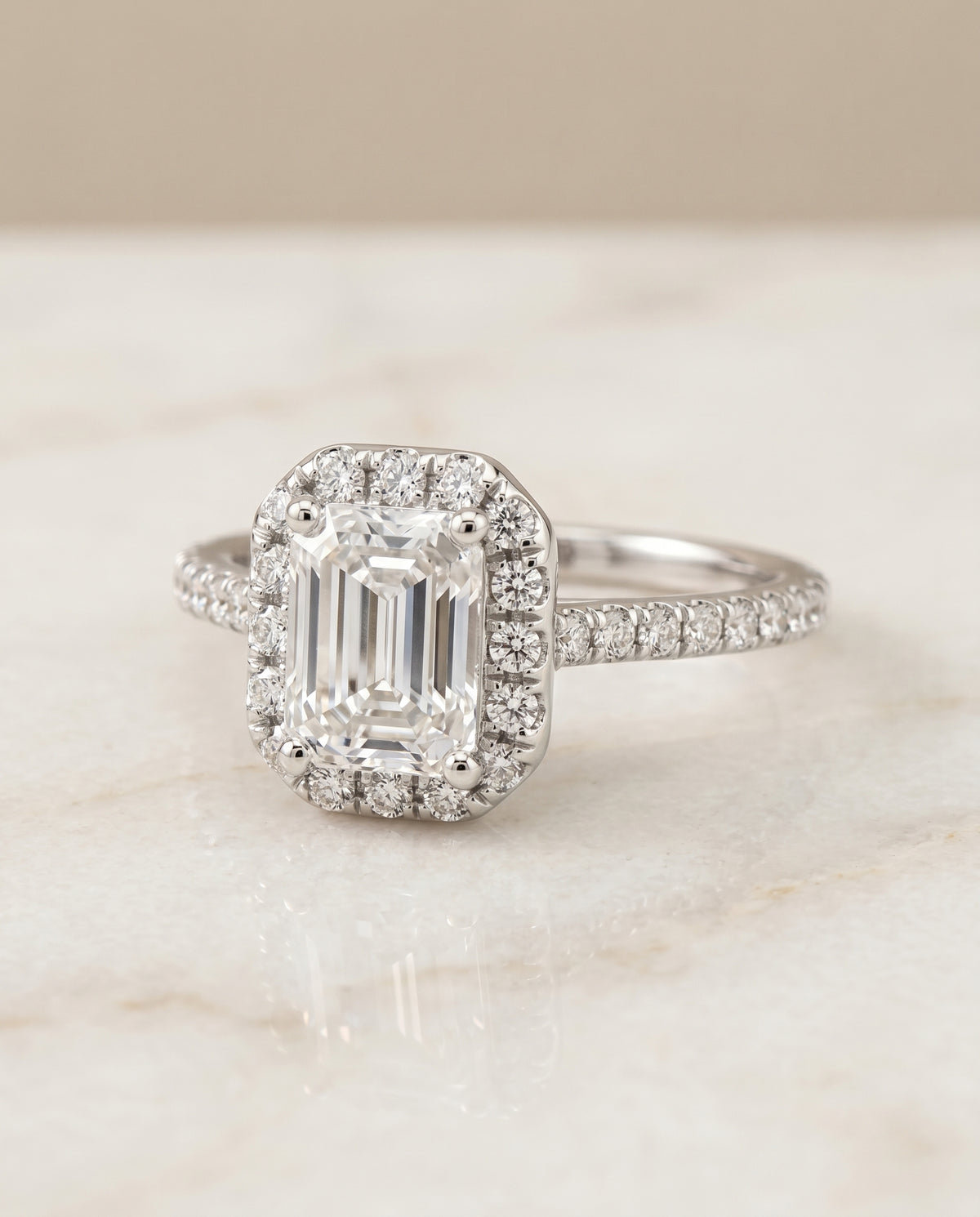 The Sade emerald engagement ring setting in Platinum | RockHer