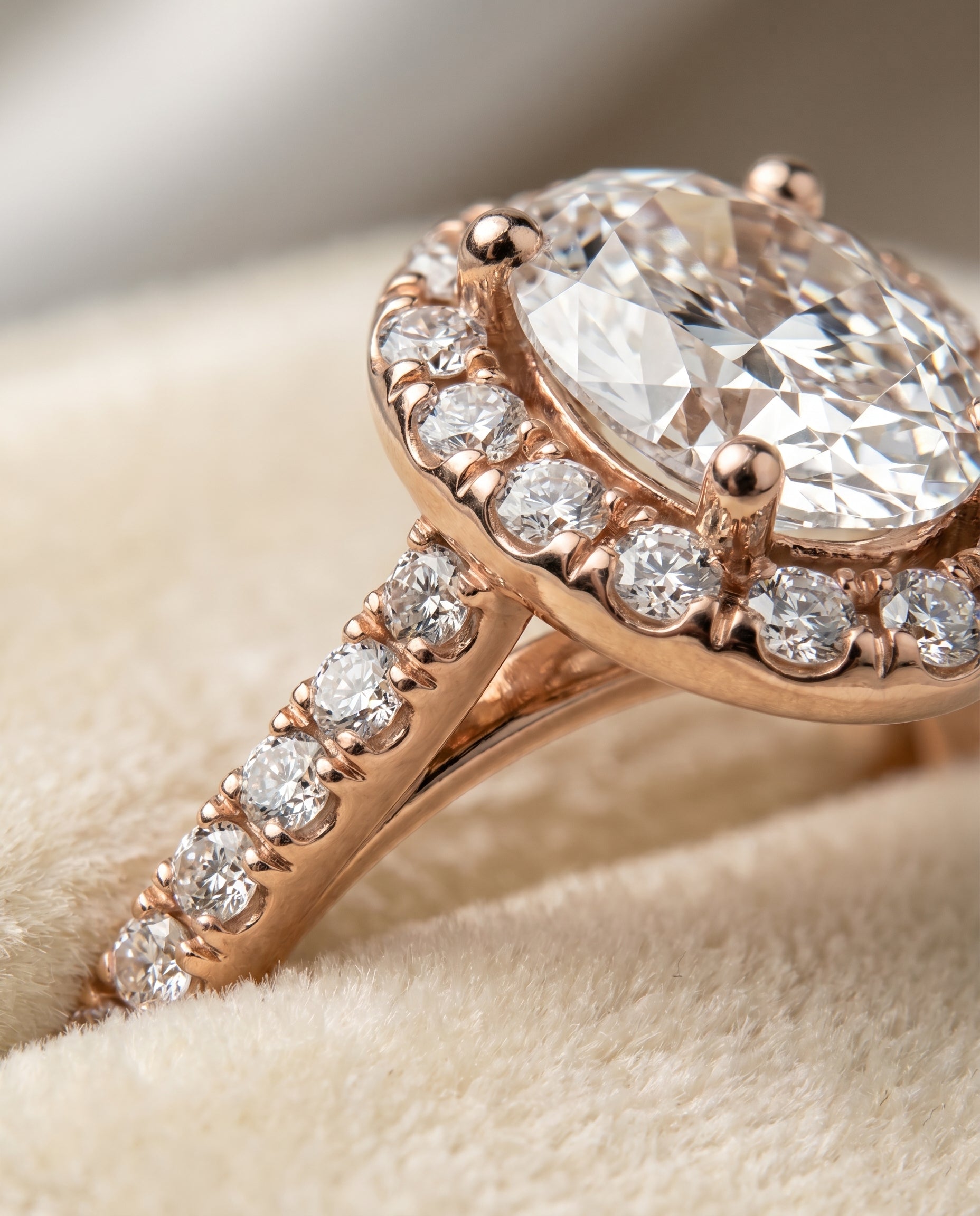 14K Rose Gold band of The Sade oval engagement ring setting | RockHer