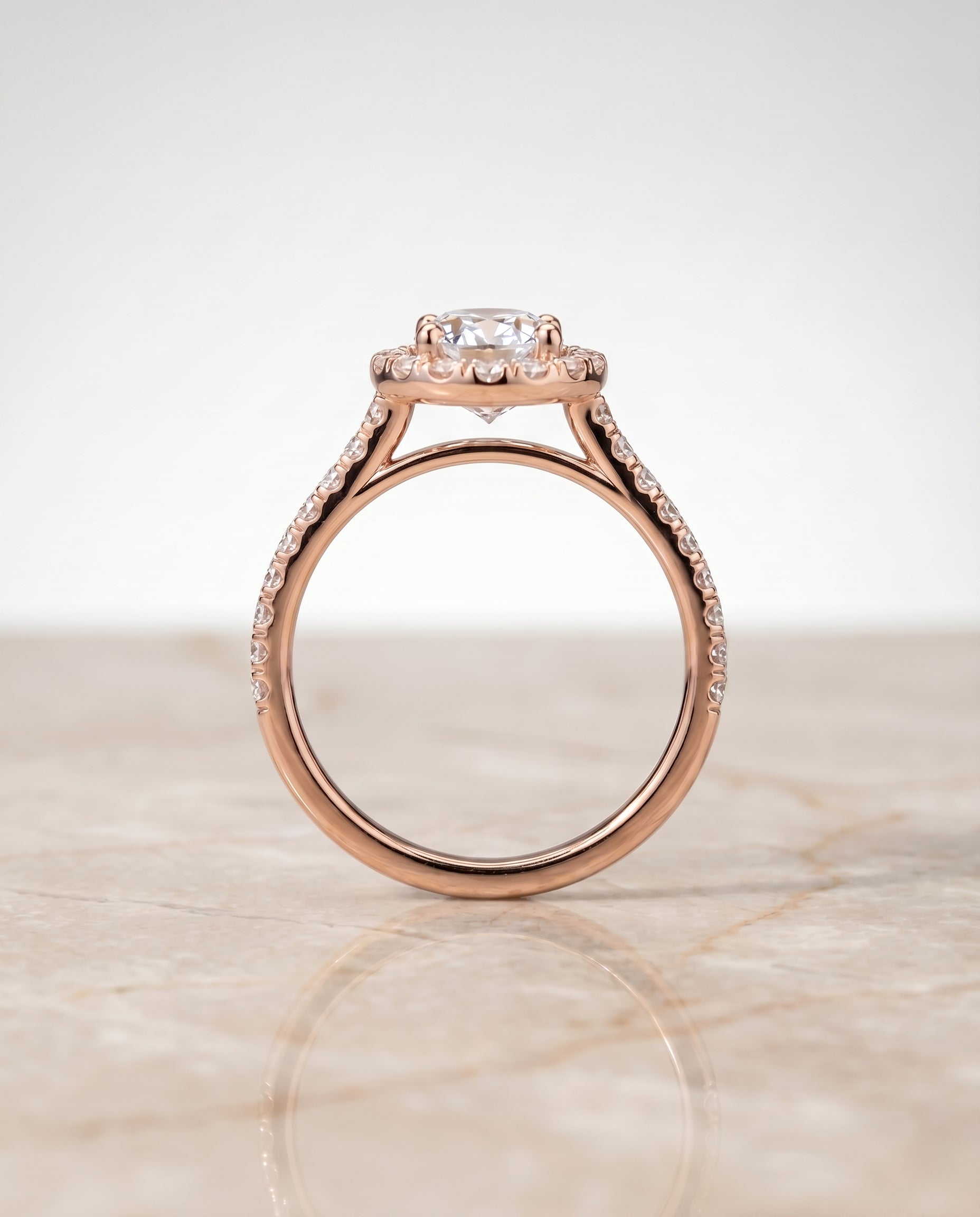 The Sade setting for oval diamonds, made to order in 14K Rose Gold | RockHer