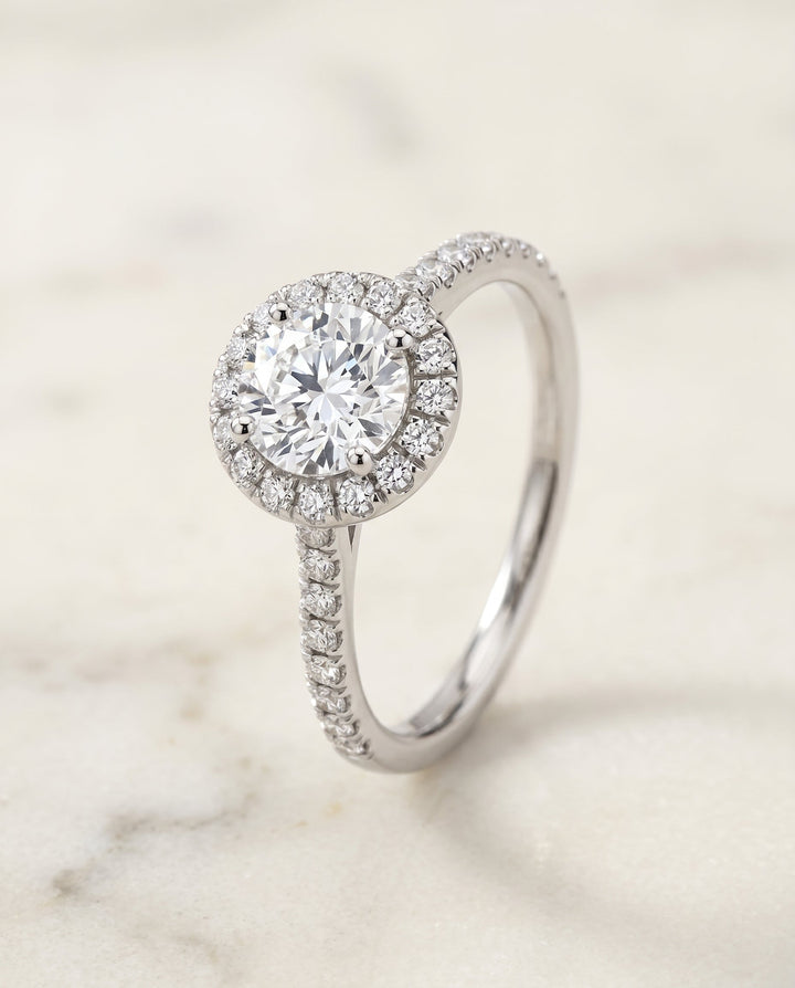 The Sade Select Halo Engagement Ring with Lab Diamond in Platinum - view 2