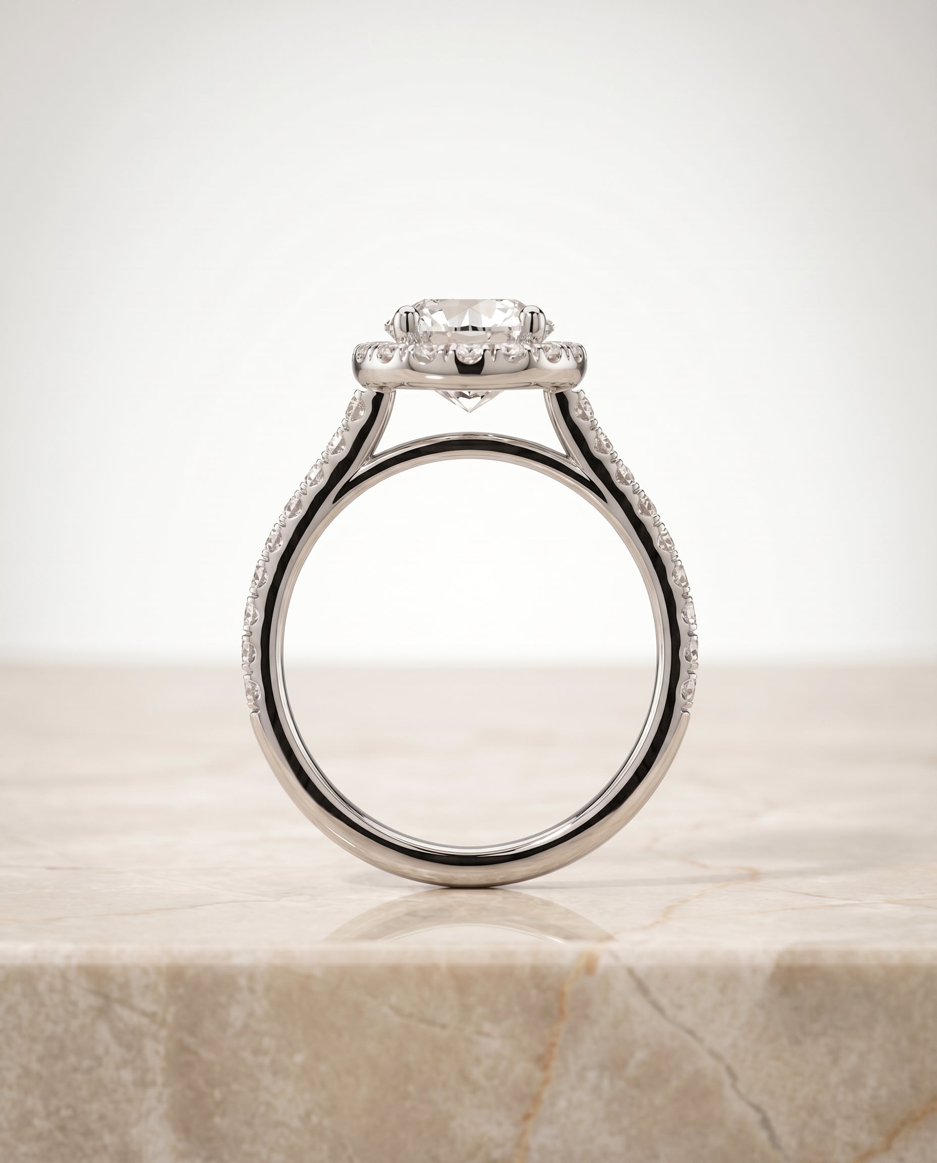 The Sade setting for round diamonds, made to order in Platinum | RockHer