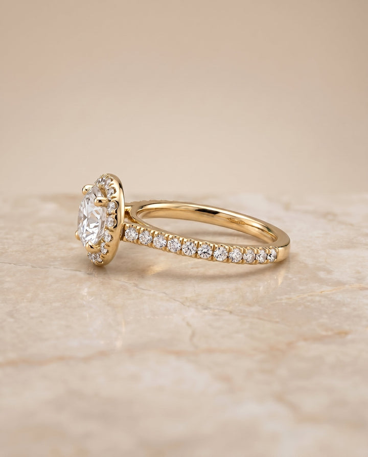 The Sade Select Halo Engagement Ring with Lab Diamond in 18K Yellow Gold - view 5