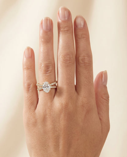 Oval engagement ring setting in 18K Yellow Gold, Sadie Twisted Pavé Oval, alternate view | RockHer