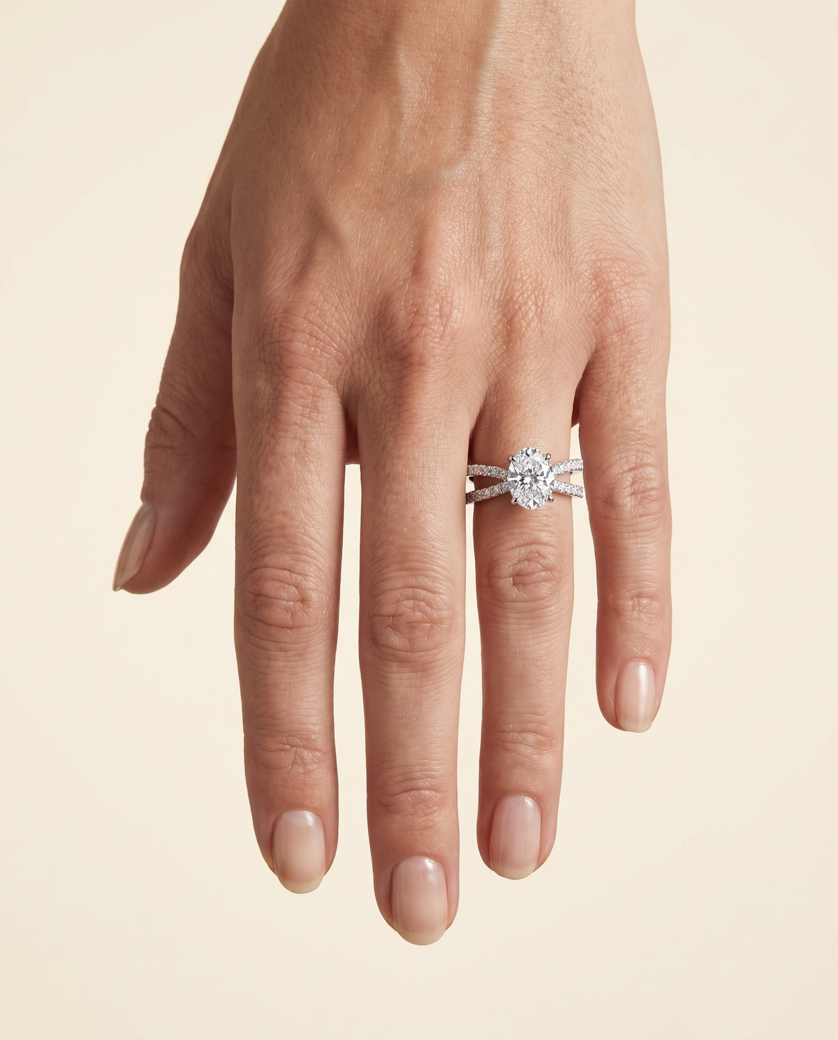 The Sadie Twisted Pavé Oval Engagement Ring Setting in 18K White Gold
