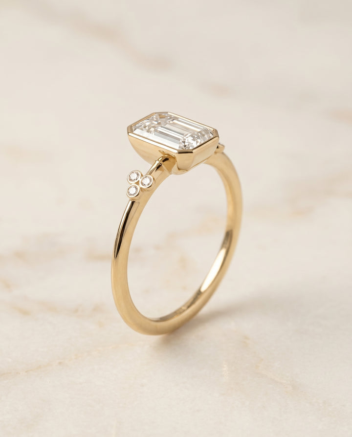 The Selena Toi et Moi Engagement Ring Setting for Emerald Diamonds in 18K Yellow Gold