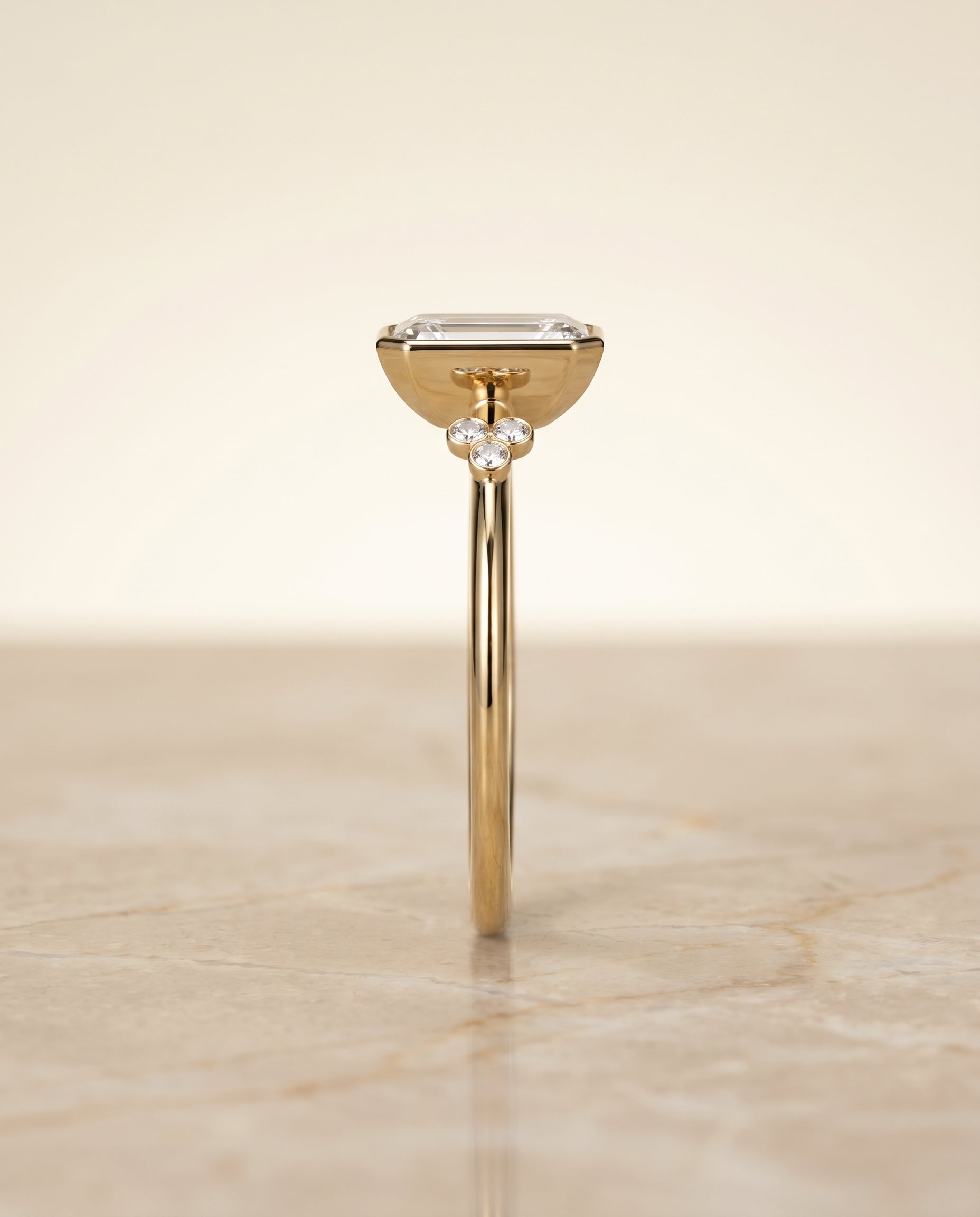 The Selena setting for emerald diamonds, made to order in 18K Yellow Gold | RockHer