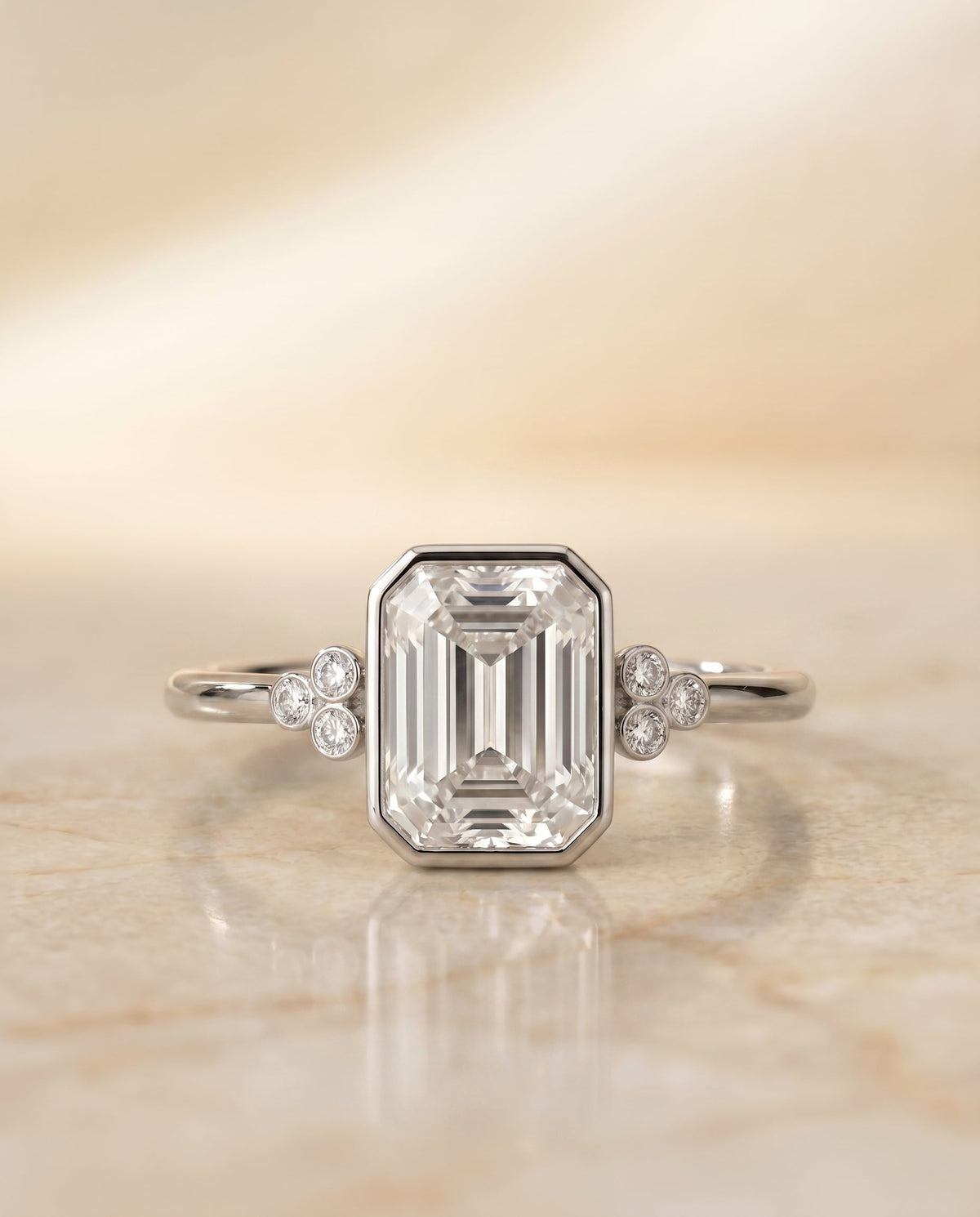 The Selena emerald engagement ring setting in 18K White Gold | RockHer