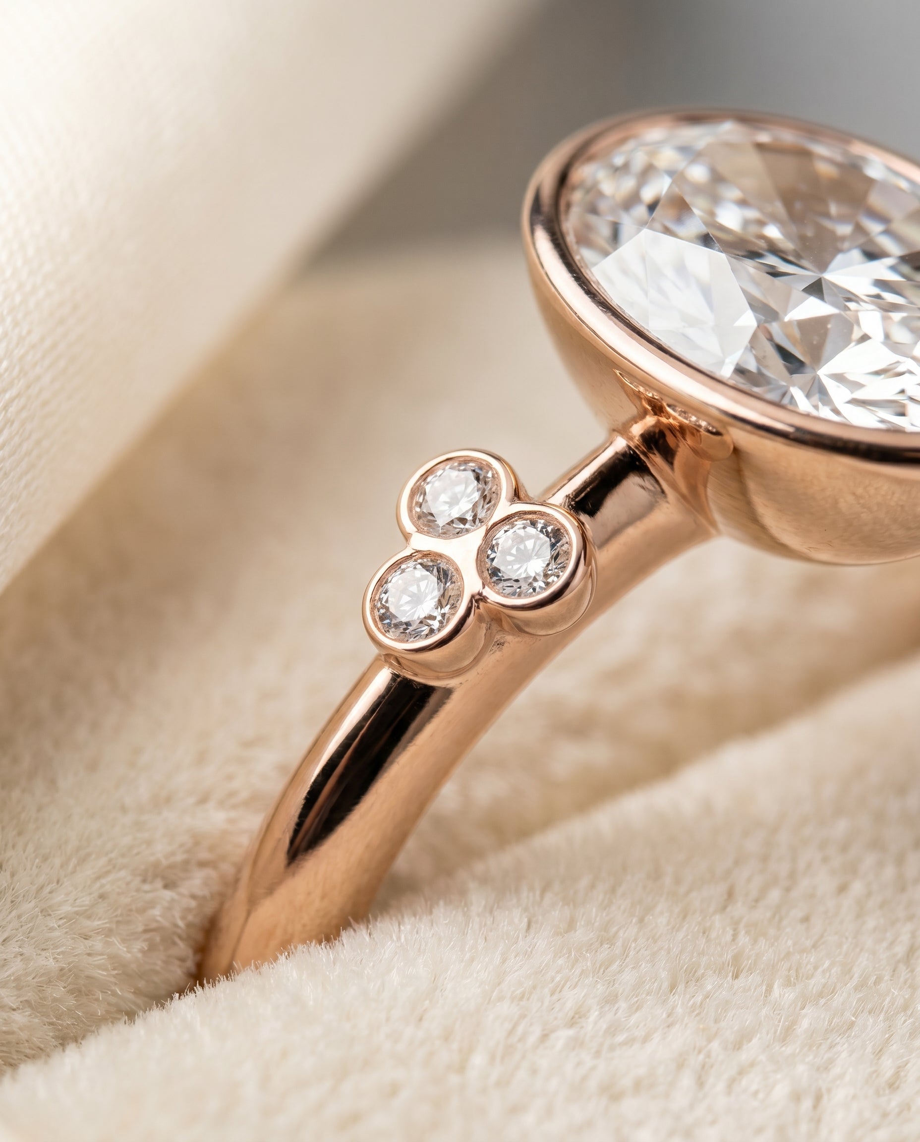 14K Rose Gold band of The Selena oval engagement ring setting | RockHer