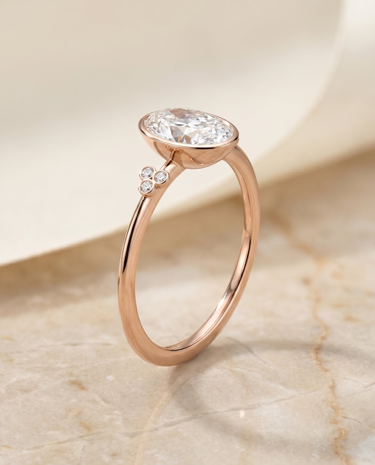 The Selena Toi et Moi Engagement Ring Setting for Oval Diamonds in 14K Rose Gold